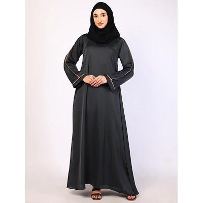 Daily wear A-Line abaya with complementary Hijab-Dark Grey
