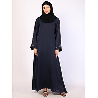 Daily wear A-Line abaya with complementary Hijab- Navy Blue