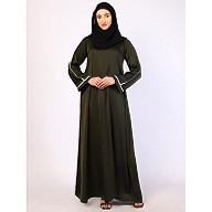 Daily wear A-Line abaya with complementary Hijab-Olive
