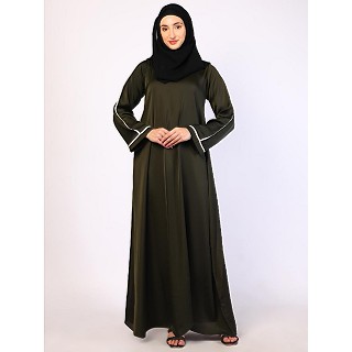 Daily wear A-Line abaya with complementary Hijab-Olive
