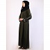 Daily wear A-Line abaya with complementary Hijab-Olive