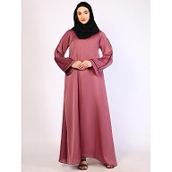 Daily wear A-Line abaya with complementary Hijab-Puce Pink