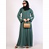 Premium Zoom fabric abaya with embroidery work-Turquoise