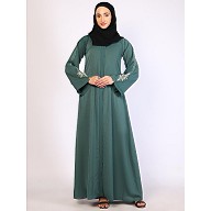 Premium Zoom fabric abaya with embroidery work-Turquoise