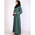 Premium Zoom fabric abaya with embroidery work-Turquoise