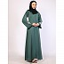 Premium Zoom fabric abaya with embroidery work-Turquoise