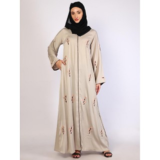 Imported Tik-Tok fabric abaya with embroidery work-Spanish white