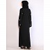 Handmade embroidery work abaya in Tiktok fabric-Black