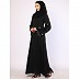 Handmade embroidery work abaya in Tiktok fabric-Black