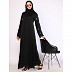Handmade embroidery work abaya in Tiktok fabric-Black