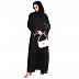 Premium embroidery work abaya with matching hijab-Black