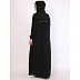 Front open pintuck abaya with pipping work-Black