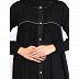 Front open pintuck abaya with pipping work-Black