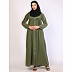 Front open pintuck abaya with pipping work-Jade Green