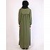 Front open pintuck abaya with pipping work-Jade Green