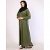 Front open pintuck abaya with pipping work-Jade Green