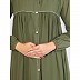 Front open pintuck abaya with pipping work-Jade Green