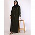 Front open pintuck abaya with pipping work-Olive