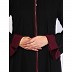 Front open Zipper abaya with purple contrast piping-Black
