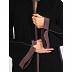 Front open Zipper abaya with rose ebony contrast piping-Black