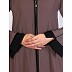 Front open Zipper abaya with black contrast piping-Rose Ebony