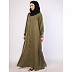 Zoom fabric front open abaya-Olive Ochre