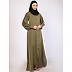 Zoom fabric front open abaya-Olive Ochre