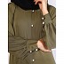 Zoom fabric front open abaya-Olive Ochre
