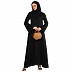 Pleated designer abaya in TikTok fabric-Black