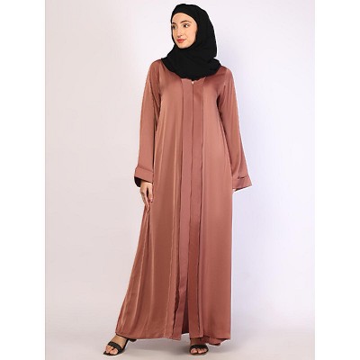 Tiktok pleated designer abaya-Oriental Pink