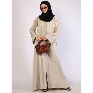 Tiktok pleated designer abaya-Spanish White