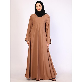 Full flare Umbrella abaya in CEY Fabric-Beige