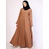 Full flare Umbrella abaya in CEY Fabric-Beige