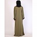 Premium zoom fabric abaya-Olive Ochre