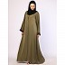 Premium zoom fabric abaya-Olive Ochre