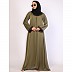 Premium zoom fabric abaya-Olive Ochre