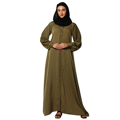 Premium zoom fabric abaya-Olive Ochre