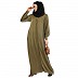 Premium zoom fabric abaya-Olive Ochre