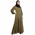 Premium zoom fabric abaya-Olive Ochre