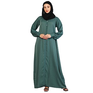 Premium zoom fabric abaya-Turquoise