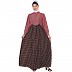 Polka dotted Maxi dress abaya- Puce Pink-Wine