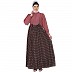 Polka dotted Maxi dress abaya- Puce Pink-Wine