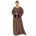 Classic embroidery work abaya- Beige