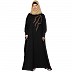 Embroidery Kaftan with pleated sleeves- Black