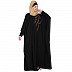 Embroidery Kaftan with pleated sleeves- Black