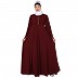 Fashionable Umbrella abaya with embroidery work -Maroon