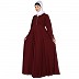 Fashionable Umbrella abaya with embroidery work -Maroon