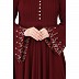 Fashionable Umbrella abaya with embroidery work -Maroon