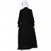 Zipper Front open pleated abaya with lace work- Black