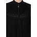 Zipper Front open pleated abaya with lace work- Black